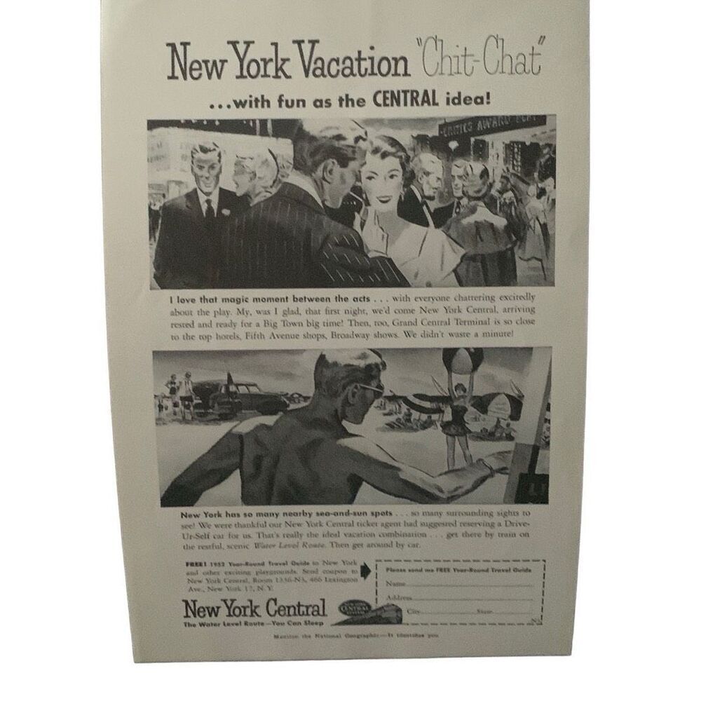 Vintage 1952 New York Central Chit Chat Ad Advertisement